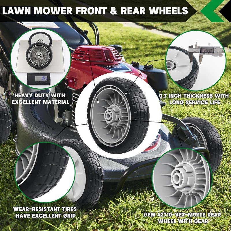 CheeMuii HRR216 Lawn Mower Front Wheels Kit 2 Pcs Front