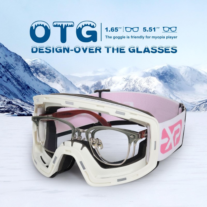 EXP VISION Ski/Snowboard Goggles, Magnetic Lens Snow Goggles with Anti-Fog