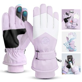 GEEKEO Winter Gloves Women's Ski Gloves, Waterproof Warm Ski Gloves, Thermal Touch Screen, Windproof Bicycle Gloves, Snowboard Gloves, Winter Snow Gloves for Women