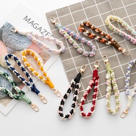 CHUQING Key Chain Macrame Lanyard Short Key Ring Fabric Boho Key Chain Bracelet Key Ring Women Ladies, Kc12-10