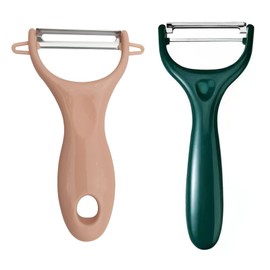 2 Pack Fruit Peelers Vegetable Peelers With Durable Non-Slip Handle & Stainless Steel Sharp Blade, Y-Shaped Potato Peelers Cabbage Peelers Carrot Peelers Apple Peelers Lemon Peelers (Pink & Green)