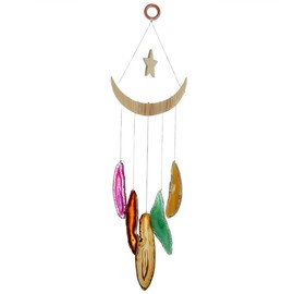 mookaitedecor Colorful Agate Slices Wind Chimes for Home Garden Decoration 15-19 Inches