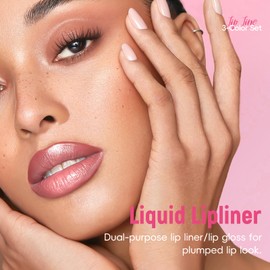 Noerrors 3 Colors Lip Stain Marker Pen Liquid Lip Liner Combo Kit, Matte Pink Long Lasting Waterproof High Pigmented Lip Liner Stain Pencil Quick Dry Liquid Lip Tint for Women Lip Makeup Set