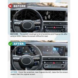 CDEFG 4PCS for 2025 2026 Hyundai Tucson Santa Cruz Screen Protector, Tempered Glass 2025 2026 Tucson Hybrid/Santa Cruz Dual 12.3 Inch Touchscreens & AC Display HD Anti Fingerprints