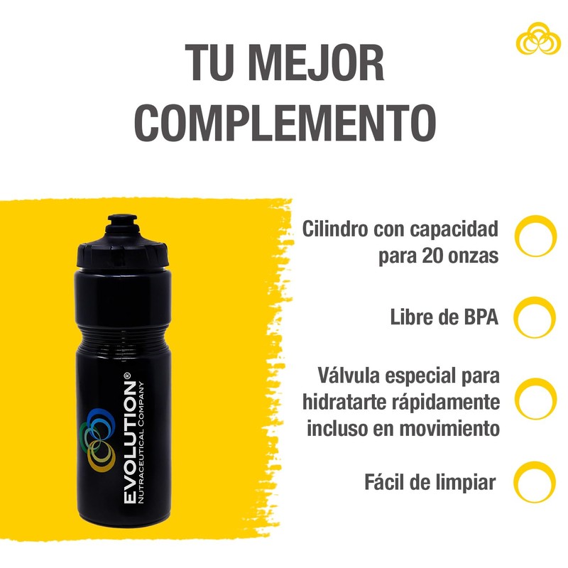 EVOLUTION, Squeeze Water Bottle, Botella de Agua Deportiva para Ciclistas,