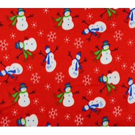 Polar Fleece Fabric Anti Pill Prints Snow Man - RED / 60" Wide/Sold by The Yard S-249