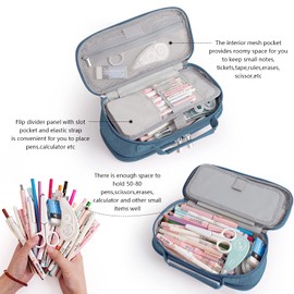 Mokani Large Pencil Case for Students Girls Boys Teenagers, C.Dark Blue, Practical