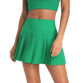 altiland Womens' Cool Feeling Pleated Tennis Athletic Running Mini Skirts with Shorts 3" (Verdant Green, XL)
