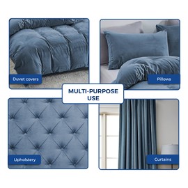 Greaton 58-Inch Wide Premium Velvet Material Fabric for Drapery, Upholstery, and Bedding, 100 Percent Polyester Velvet Cloth for Crafts and Home Decor, Slate Blue, 2 Yards