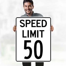 Speed Limit 50 Mph Sign, 24x30 Inches, 55 mil thick HDPS (high density polystyrene), Made in USA by My Sign Center