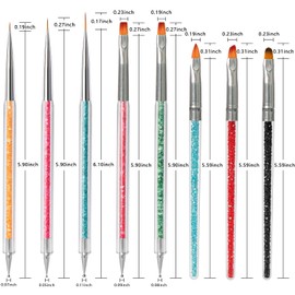 Pack of 8 Nail Brushes, Dotting Tool, Nail Art Liner Brush, Nail Extension Gel Brush, Nail Brush for Dotting, Drawing, DIY Nail Art Design