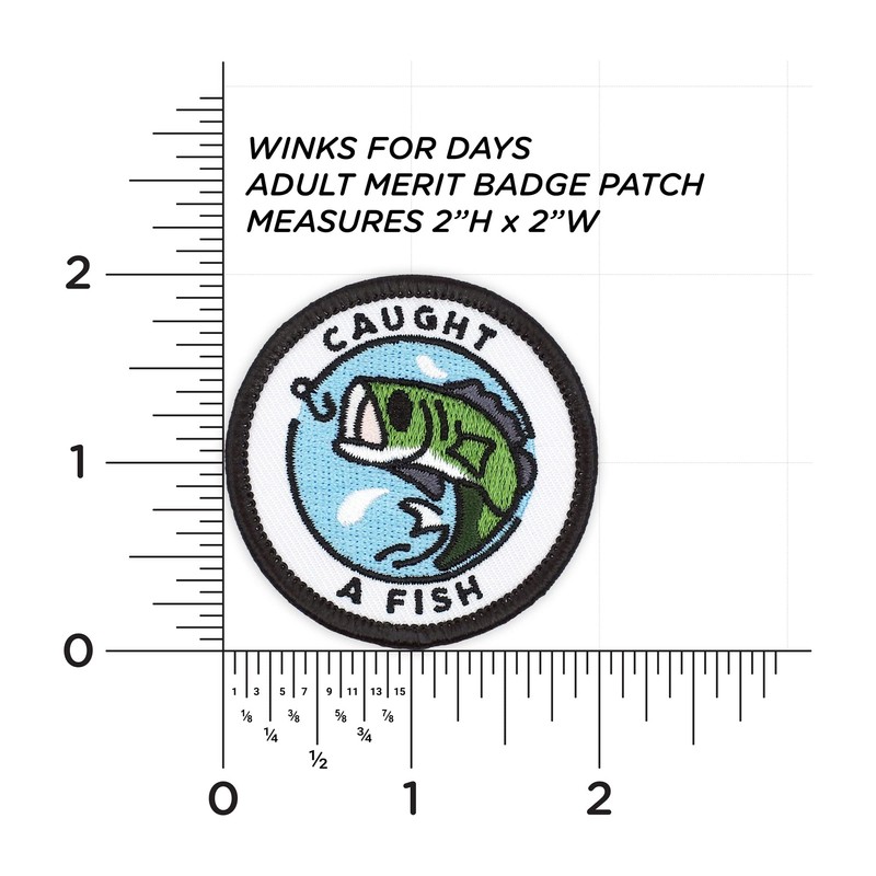 Winks For Days Adult Merit Badge Embroidered Iron-On Patch (Caught