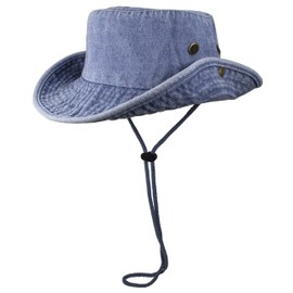 Gelante 100% Cotton Stone-Washed Adjustable Bucket Safari Boonie Sun Hats.1910-1PC Denim Blue L/XL