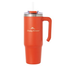 Tommy Bahama Vacuum Insulated Water Bottle with Straw - Double-Wall Stainless Steel, BPA Free, Keep Drinks Warm for 6 Hours or Cold for 12 Hours - Sunset Orange, 30oz
