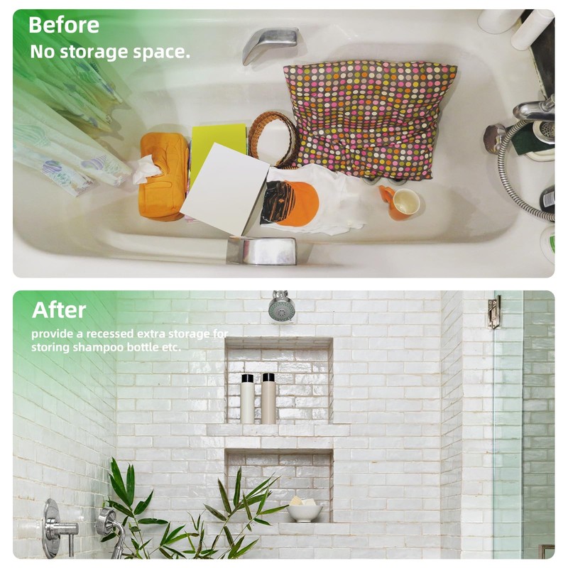 JIANBENKJ Shower Niche Insert Tile Ready 12"x6",Niche for Shower Wall,Waterproof