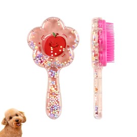 DEEUCHIS Soft Dog Brush for Small Dogs | Gentle Puppy Brush for Yorkies, Shih Tzus, Maltipoos & Maltese | Pet Hair Removal Brush with Soft Bristles | Dog Brush for Shedding (Pink Apple)