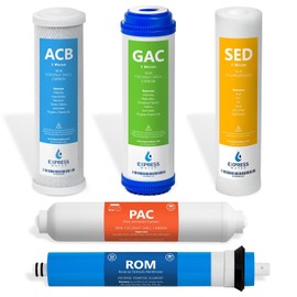 Express Water - CSGIM5 – 6 Months Reverse Osmosis System Replacement Filter Set – 5 Filters with 50 GPD RO Membrane, Carbon GAC, ACB, PAC Filters, Sediment SED Filters – 10 inch Size Water Filters