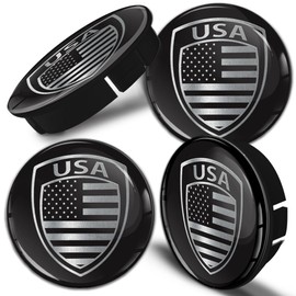 Biomar Labs 4 x 60 mm Universal Plastic Hub Caps Wheel Centre Caps Wheel Hub Caps Silver United States America United States Flag USA Auto Tuning C 91