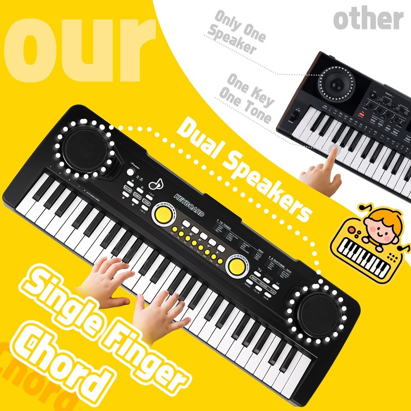 Drmukie 49 Key Kids Piano Keyboard Toy with Microphone Music