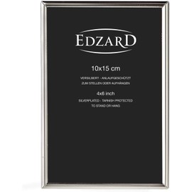 EDZARD Genoa Picture Frames for Photos 10 x 15 cm Silver-Plated Tarnish-Resistant with Velvet Backing Set of 2