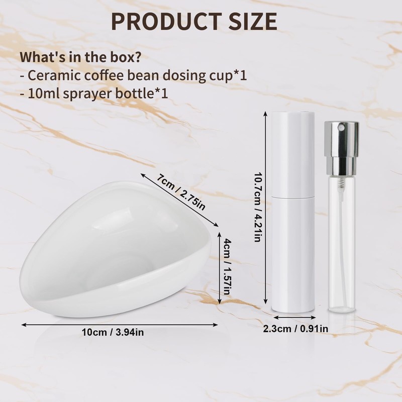 Coffee Bean Dosing Cup and Spray Bottle Kit - Ceramic