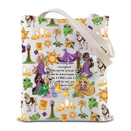 JYTAPP Princess Christian Tote Bag Bible Verse Joshua 1:9 Inspiration Gifts Princess Bag Fans Gift (Beige)