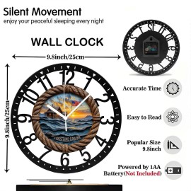 25cm Rustic Iron Round Wall Clock for Rustic Interior Decorsheet size: 10 inch, color: Black