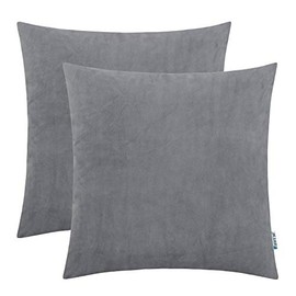 HWY 50 Decorative Square Throw Pillow Covers Soft Comfortable Velvet Solid Grey Gray Pillows Covers Set Cushion Cases for Couch Sofa Living Room 20 x 20 inch Pack of 2, Home Decor