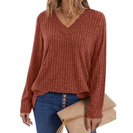 WIHOLL Fall Outfits for Women 2025 Fashion Long Sleeve Tops Sweaters Thanksgiving Shirts Clothing Dressy Casual Work Camarel L