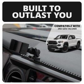 Tackform TRAXX Assault Track Dash Mount - Phone and Tablet Holders - Compatible with 2016-2023 Toyota Tacoma | CNC Billet Aluminum Picatinny Rail | Full Width Bracket + Bezel Stiffeners | Black