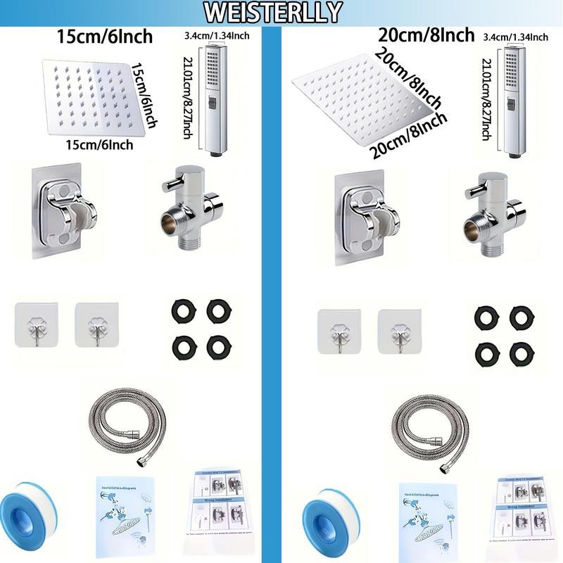 Shower Head Set, 1 Set 6/8 Inch Household Rainfall Shower