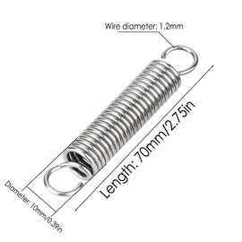 4pcs Dual Hook Tension Spring,Stainless Steel Extended Tension Spring,Extended Compressed Springs Length 70MM,Wire Dia1.2MM