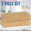 PREMIUS 2 Pack Damask Hand Towel, Bath Towel, and Bath