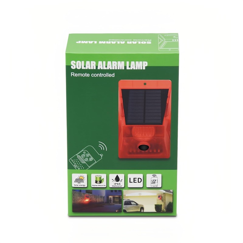 Lancoon Solar Alarm Strobe Light with Remote Control Motion Sensor