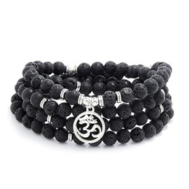 Om Mala Beads 108 Meditation Mantra Necklace Bracelet for Men or Women Prayer, Stone, No Gemstone