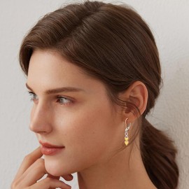 Aprila Heart Drop Dangle Earrings 925 Sterling Silver Infinity Leverback Dangle Earrings with 5A Cubic Zirconia Yellow November Birthstone Citrine Color Jewelry for Women