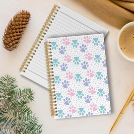 Pugwak Dog Paw Themed Journal Notebook - Cute Dog Animals Pet Paws Notebooks College Ruled for Work School, Gifts for Dog Lovers Dog Mom, Office Supplies, Hardcover Spiral Notebook 5.5"x8.3"