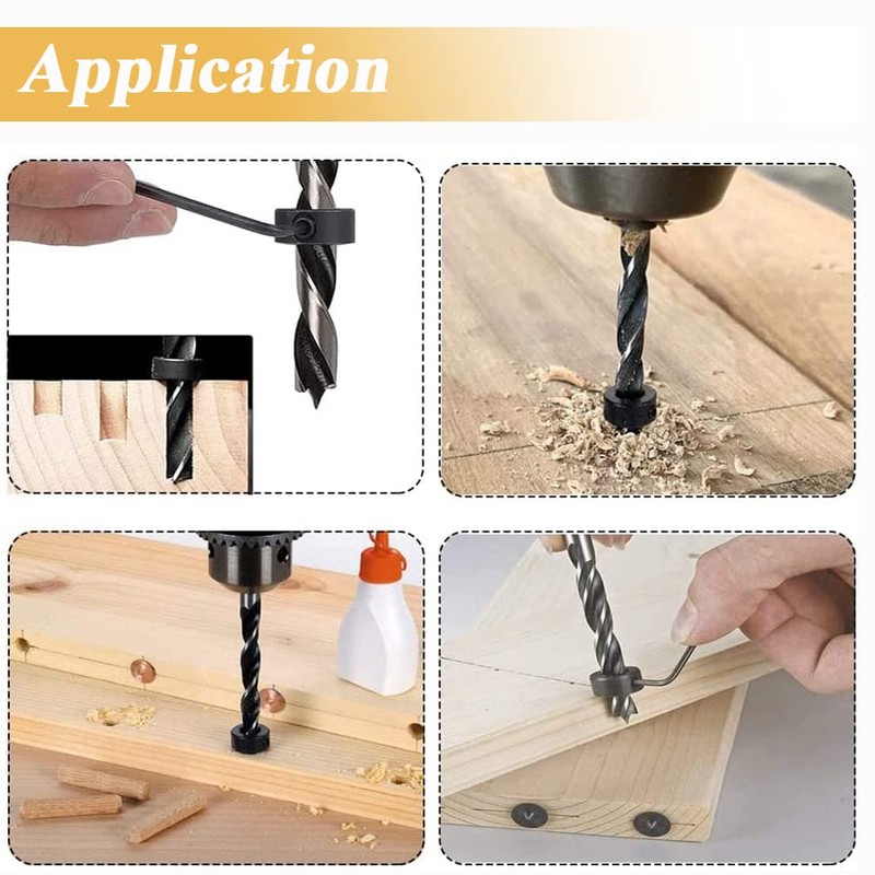 Eyech Drill Stop Collars, 16pcs Adjustable Depth Stop Collars for