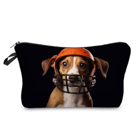 Livel lhood Rugby Dog Makeup Bag Cute Small Organizer Zipper Pouch Rugby Dog Cosmetic Bag Birthday Present for Women Friends -2