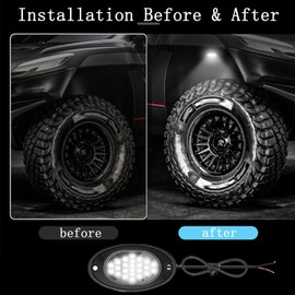 20 Pods White Rock Lights, LED Under Glow Lights with 6000K Pure White, Rubber Mounting Pads, IP67 Waterproof Rock Lights for Trucks Trailer Cars SUV ATV UTV Boats