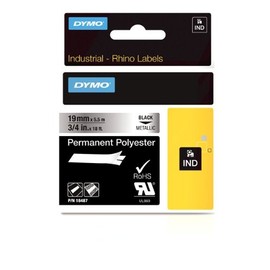 DYMO RhinoPRO Industrial-Strength Permanent Adhesive Fabric Label Tape, 3/4-inch, 18-foot Cassette, Metallized (18487)