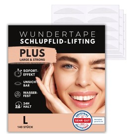 WUNDERTAPE Schlupflider Stripes LARGE & STRONG Schlupflid-Tape Streifen zum Augenlid-Lifting ohne OP! (wasserfest, 24h Halt, double eyelid lifting tapes) Augenlid-Tape (140 L)