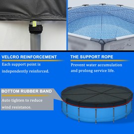 SAFANA 16FT Above Ground Pool Cover,Outdoor Round Swimming Pool Cover,CircularMetal Prism Frame Swimming Pool Specific Pool Cover