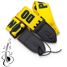 Guitar Strap, Adjustable Guitar Strap, Guitar Strap with Leather Ends, Plectrum Buttons, Guitar Neck Strap for Electric Guitar, Acoustic Guitar, Bass