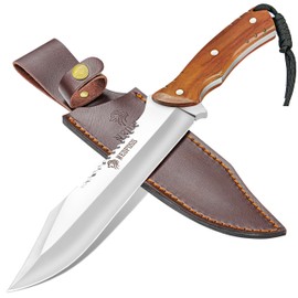 NedFoss 13.5" Machete Knife with Leather Sheath, Strong 8Cr14Mov Steel 0.22" Thick Blade Full Tang Kukri Machete for Cutting Trees Heavy Duty, Fixed Blade Knife for Yard Work Clearing Brush