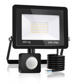 Blivrig LED Spotlight with Motion Sensor, Outdoor 30 W, Warm White, Floodlight with Motion Sensor, Super Bright 3000 LM Outdoor Spotlight, IP66 Waterproof Spotlight, for Garden, Garage (Warm White, 30
