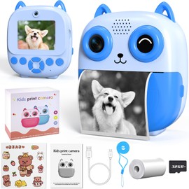 Kids Camera Instant Print, 1080P HD Video 48MP Photo Digital Instant Camera for Kids, Selfie Toddler Cameras Instant Print with 32G Card, Christams Birthday Gifts for 8 9 10 Year Old Girls Boys, Blue
