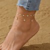 Bohemian Daisy Flowers Anklet for Women,Adjustable Layered Beach Foot Chain