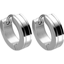 FILANGO 1 Pair Surgical Steel Ear Clicker Hoop Earrings in Various Designs, Stainless Steel