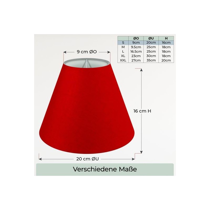 Wogati® Premium Lampshade, E14/E27, Cotton, Various Sizes and Colours, Colour:
